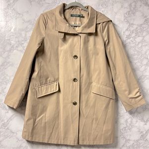 Ralph Lauren trench coat with detachable hood- woman’s size petite large